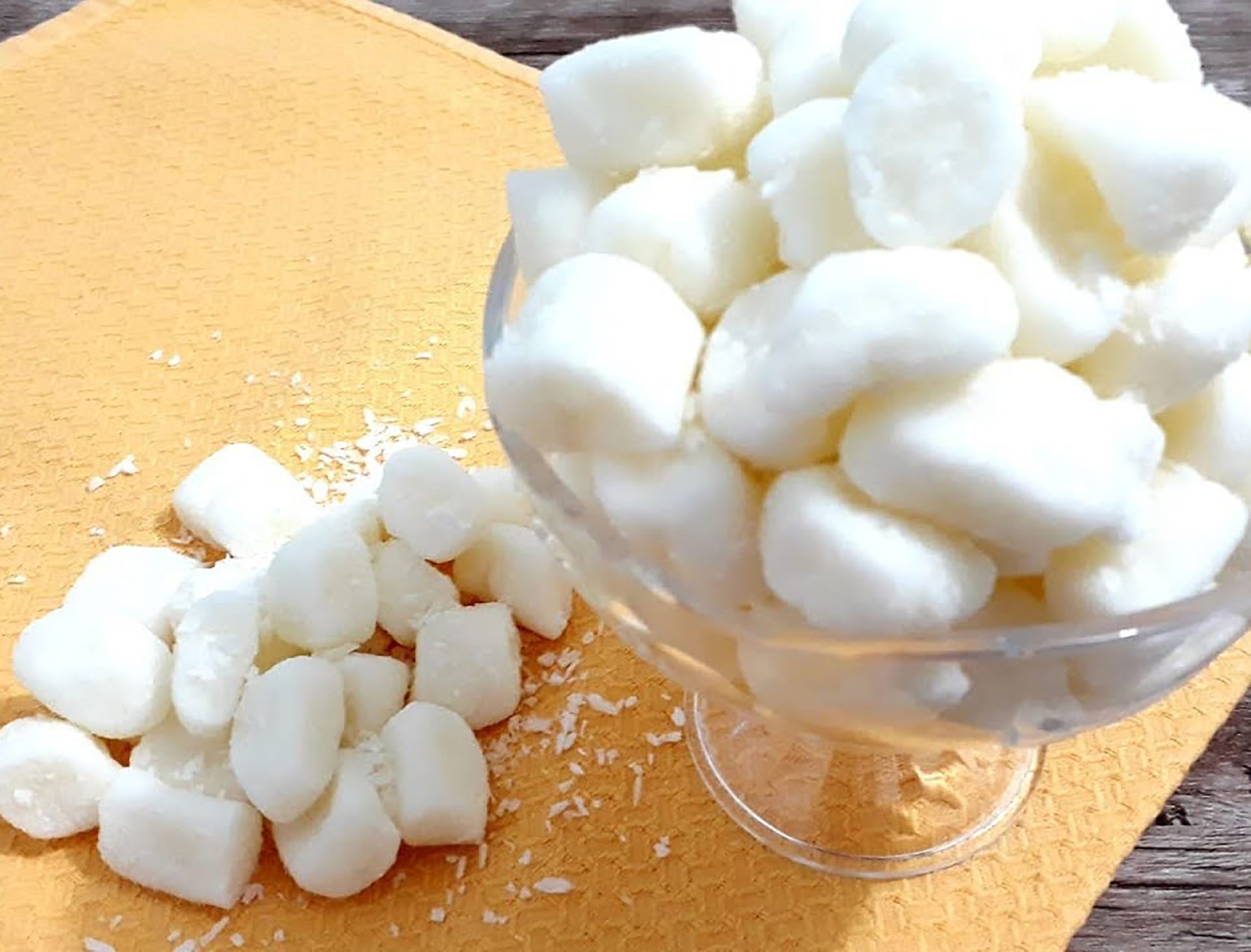 bala de coco prepara o cartão