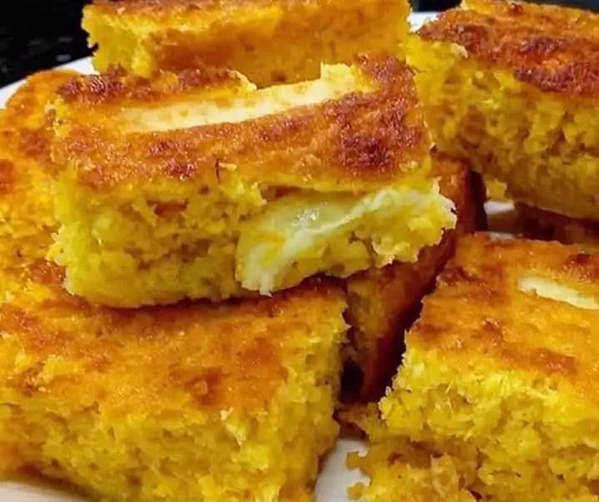 bolo de pamonha com queijo prepara o cartão